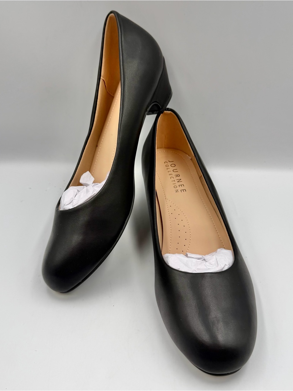 Journee Collection Saar Black Pump Womens 12 Faux Leather Cushioned Round Toe